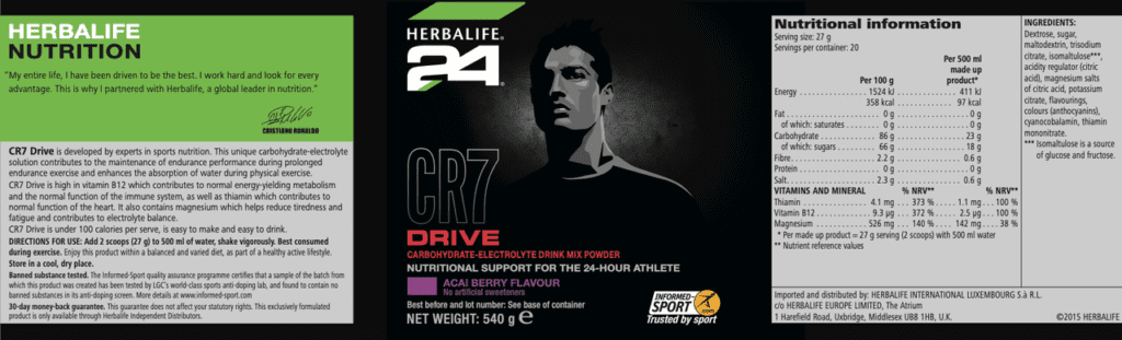 CR7 drive ingredients